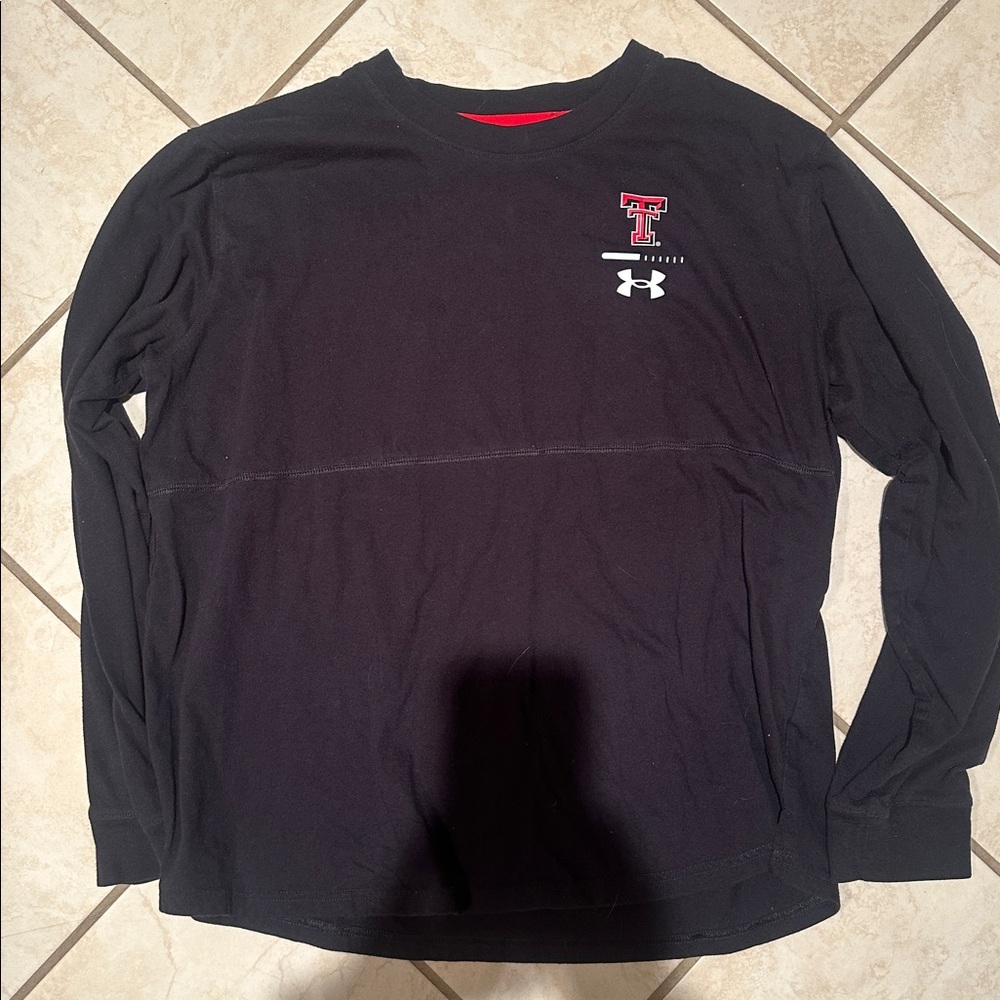 Under Armour Black Long-Sleeve Shirt with Red double T Texas tech Logo XL